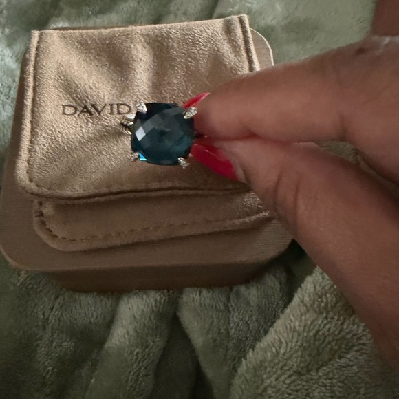 David Yurman Teal Gemstone Ring Size 8